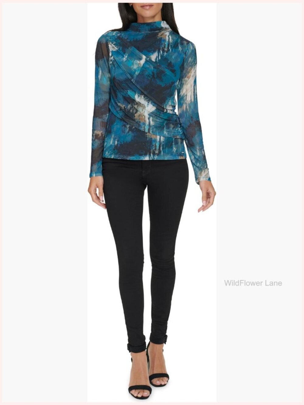 Mock Neck Long Sleeve Top - Regular Fit - Ponte Knit - Activewear - Fall